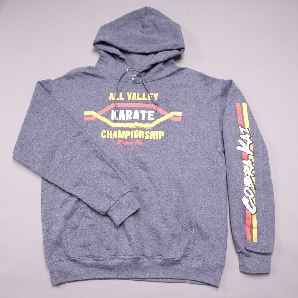 Cobra Kai All Valley Karate Championship Hoodie Grey Graphic Sweatshirt Large
